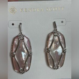 NWT - Kendra Scott Elle Lattice Framed Mother of Pearl Earrings